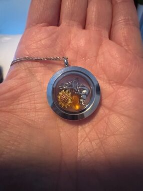 Origami Owl Silver Locket Pendant Necklace with Multiple Charms